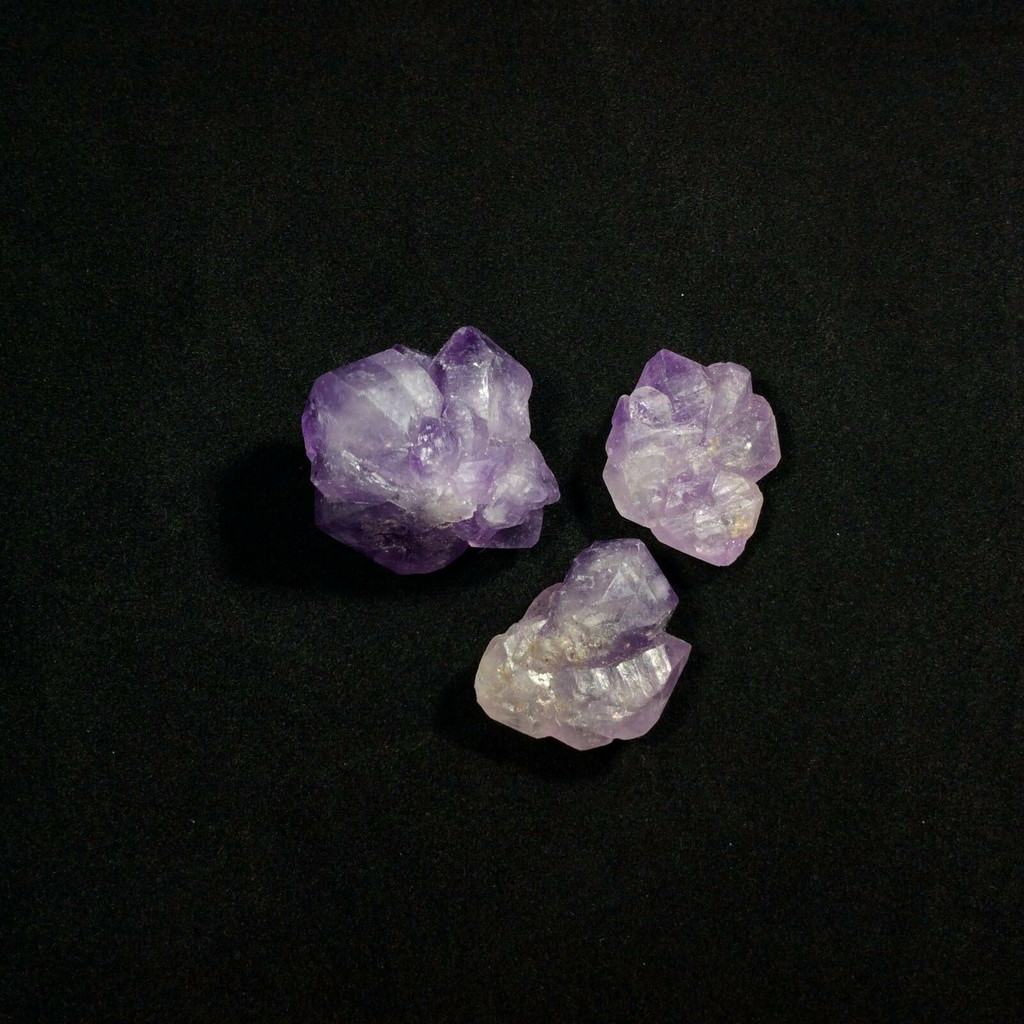 MeldedMind Set of 3 Phantom Amethyst Specimens Natural Purple Crystal 170811