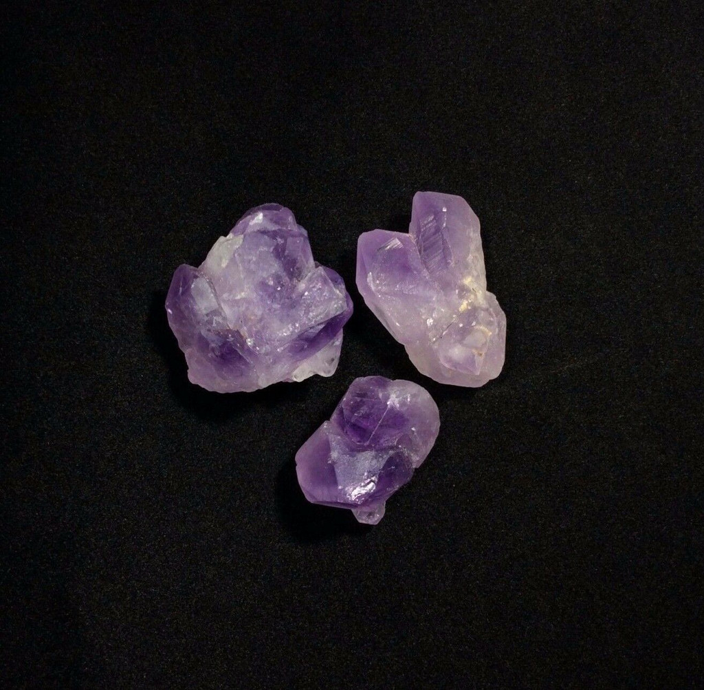 MeldedMind Set of 3 Phantom Amethyst Specimens Natural Purple Crystal 170812