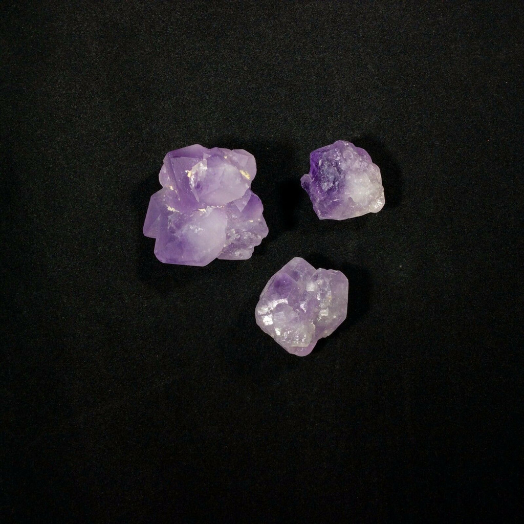 MeldedMind Set of 3 Phantom Amethyst Specimens Natural Purple Crystal 170805