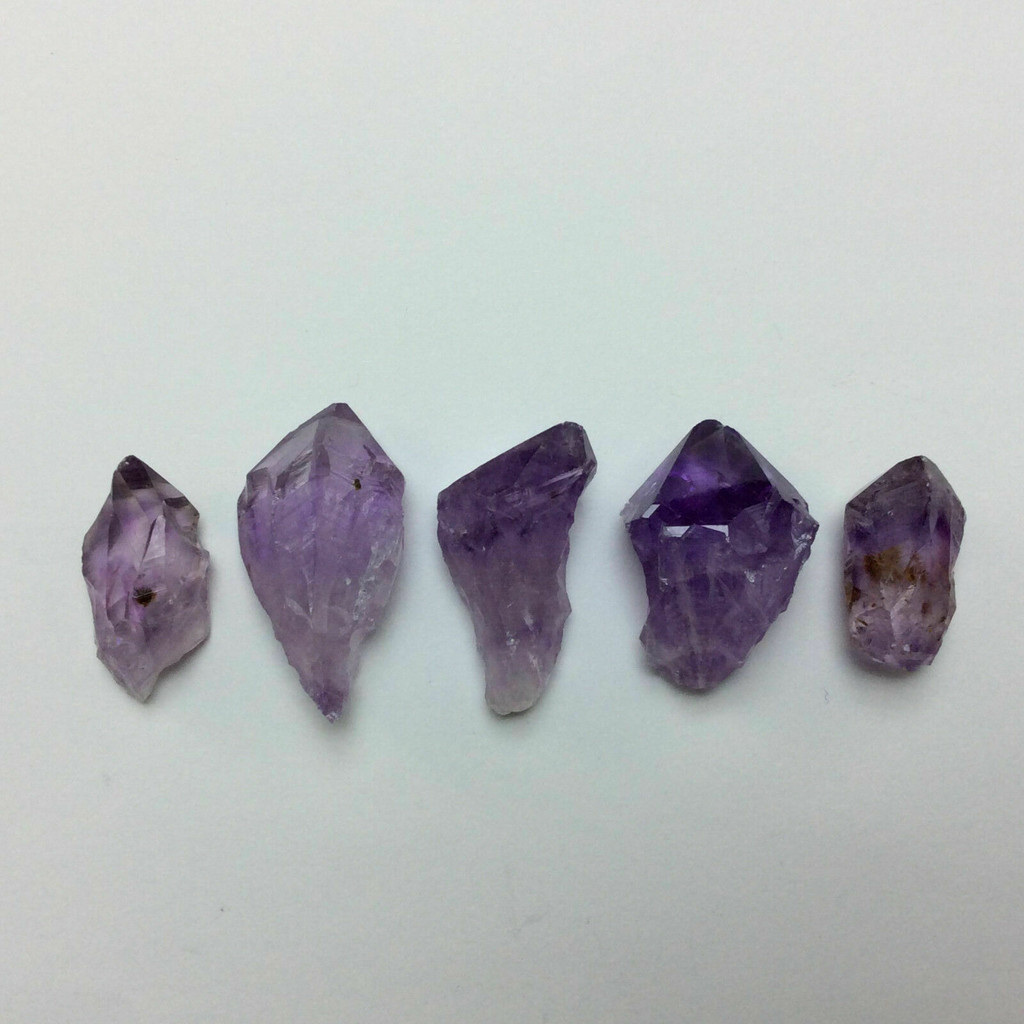 MeldedMind One (1) Set of 5 Amethyst Specimen Points Natural Purple Stone 200601