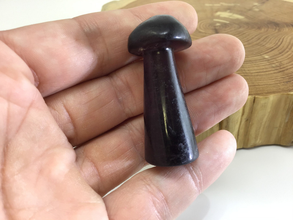1.8in Small Purple Fluorite #A Carved Mushroom Crystal Display Decor Energy