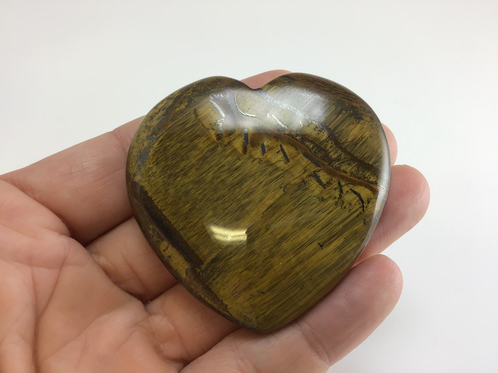 One (1) Golden Tiger's Eye Heart Thumb Palm Stone Pocket Energy 769