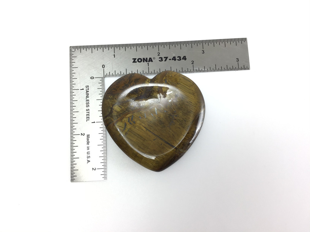 One (1) Golden Tiger's Eye Heart Thumb Palm Stone Pocket Energy 769