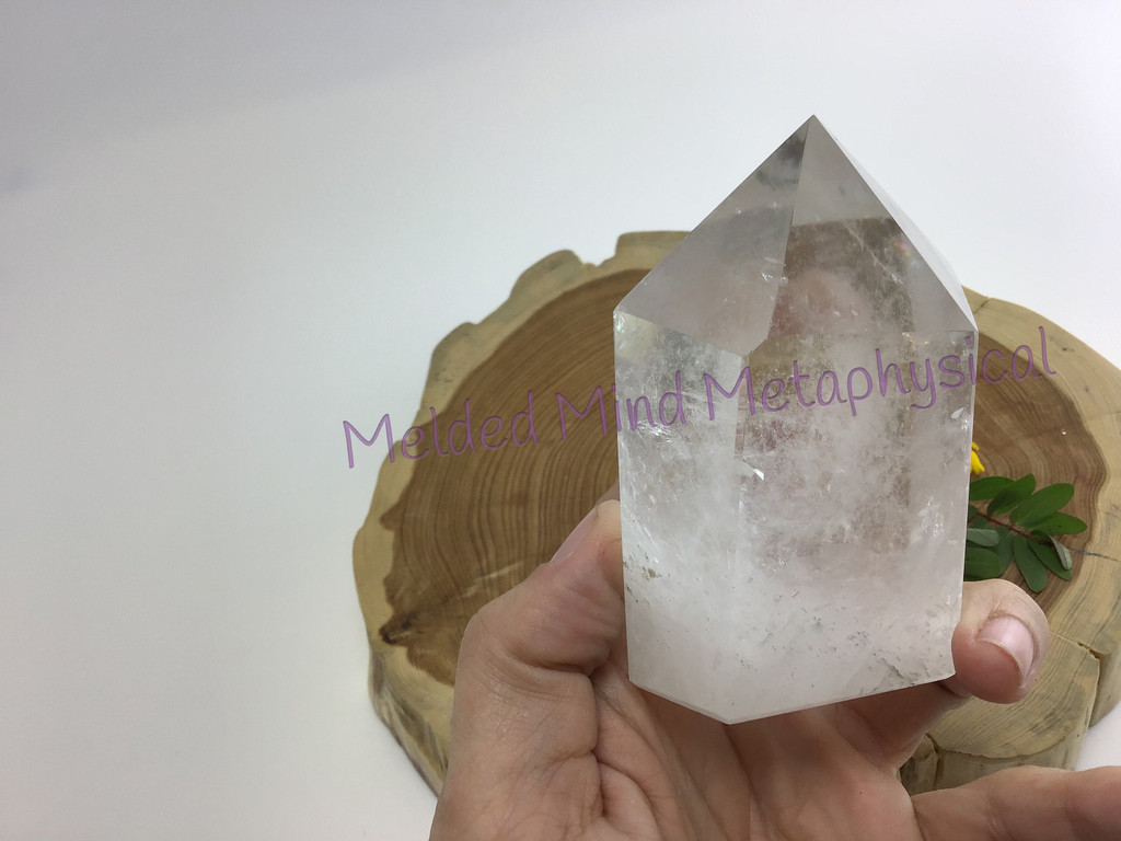 Polished White Clear Quartz Crystal Obelisk Tower Point Master Healer680