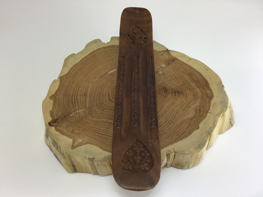 10in Double Wooden Incense Holder Carved Hearts Holistic Meditation Reiki