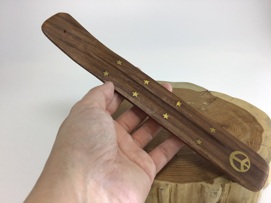 10in Wooden Stars and Peace Sign Incense Holder Holisitic Meditation Healing Rei