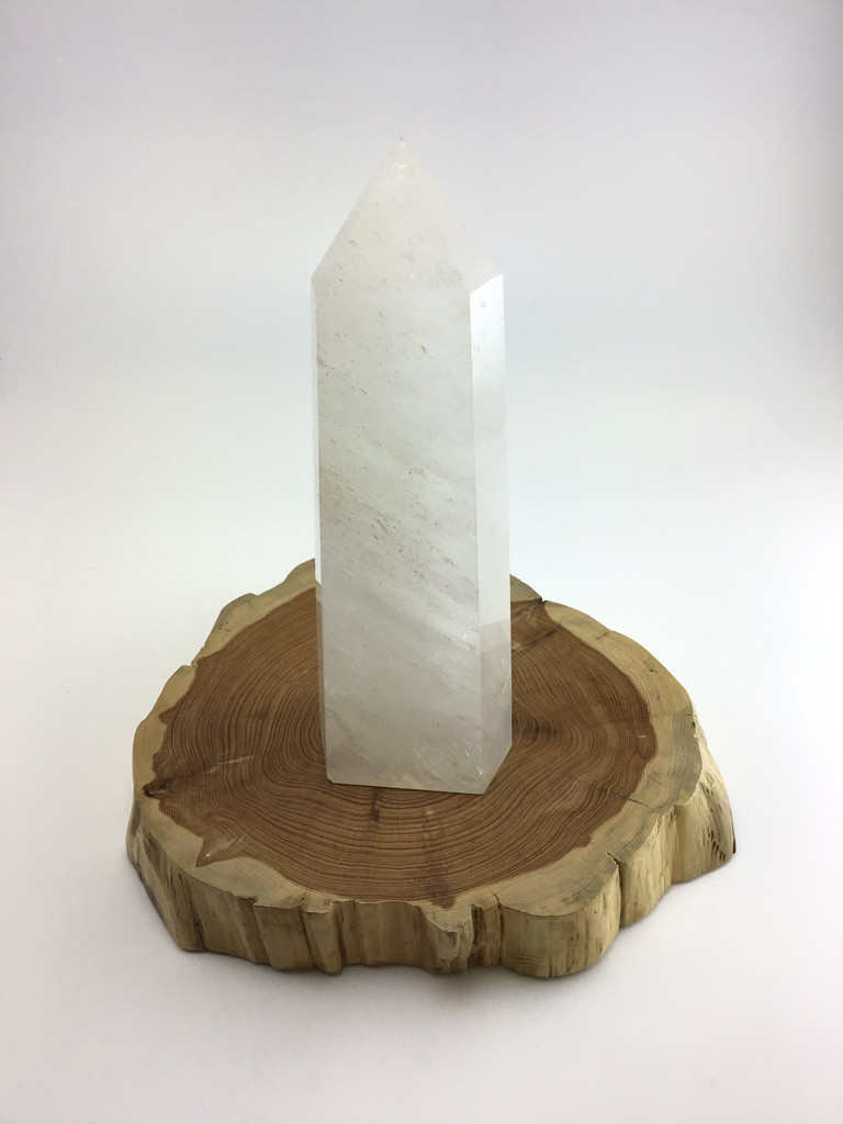 Natural Polished White Quartz Obelisk 8.5in Tower Point Home Decor Healing692