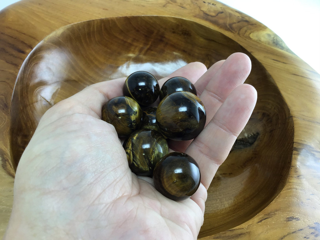 Mini Natural Polished Golden Tiger's Eye Stone Spheres in 2 sizes, 19mm & 23mm