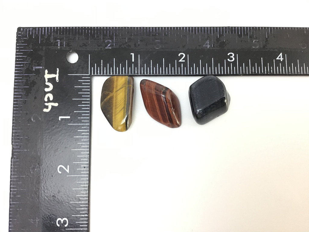 Tiger's Eye Tumbled Stone Trio Set of 3, golden tiger's eye, red tiger's eye, blue tiger's eye, tiger's eye mix tumbled stones | 743837077