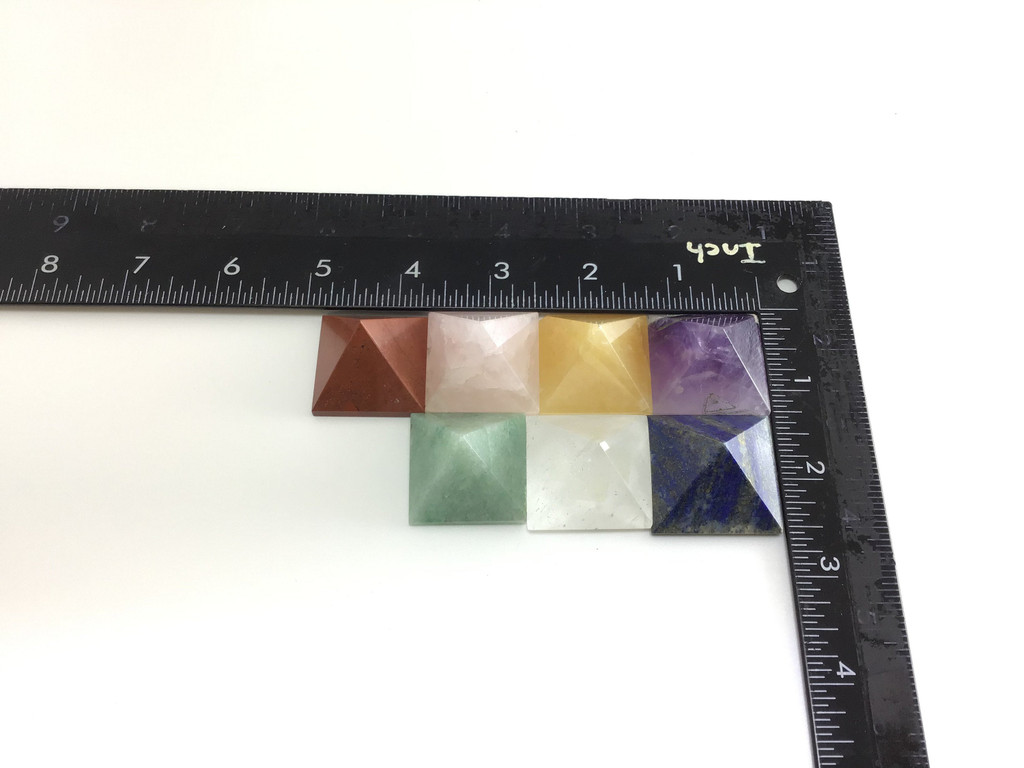 7 Polished Chakra Pyramid Set 1.3in w/ Black Box Holder Holistic Altar Intuitions Set