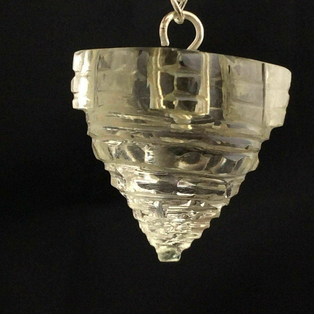 One (1) Shree Yantra Carved Clear Quartz Pendulum Metaphysical Crystal Healing