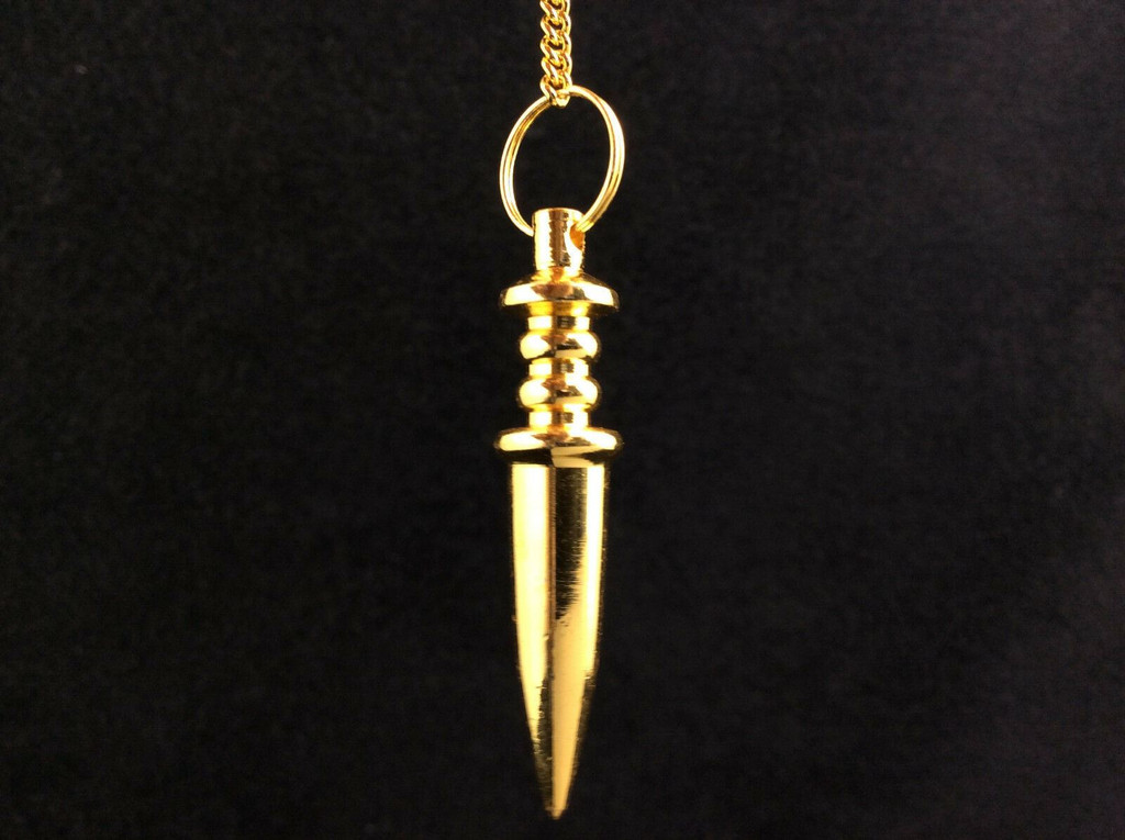 One (1) Golden Metal Drop Pendulum Metaphysical Crystal Healing