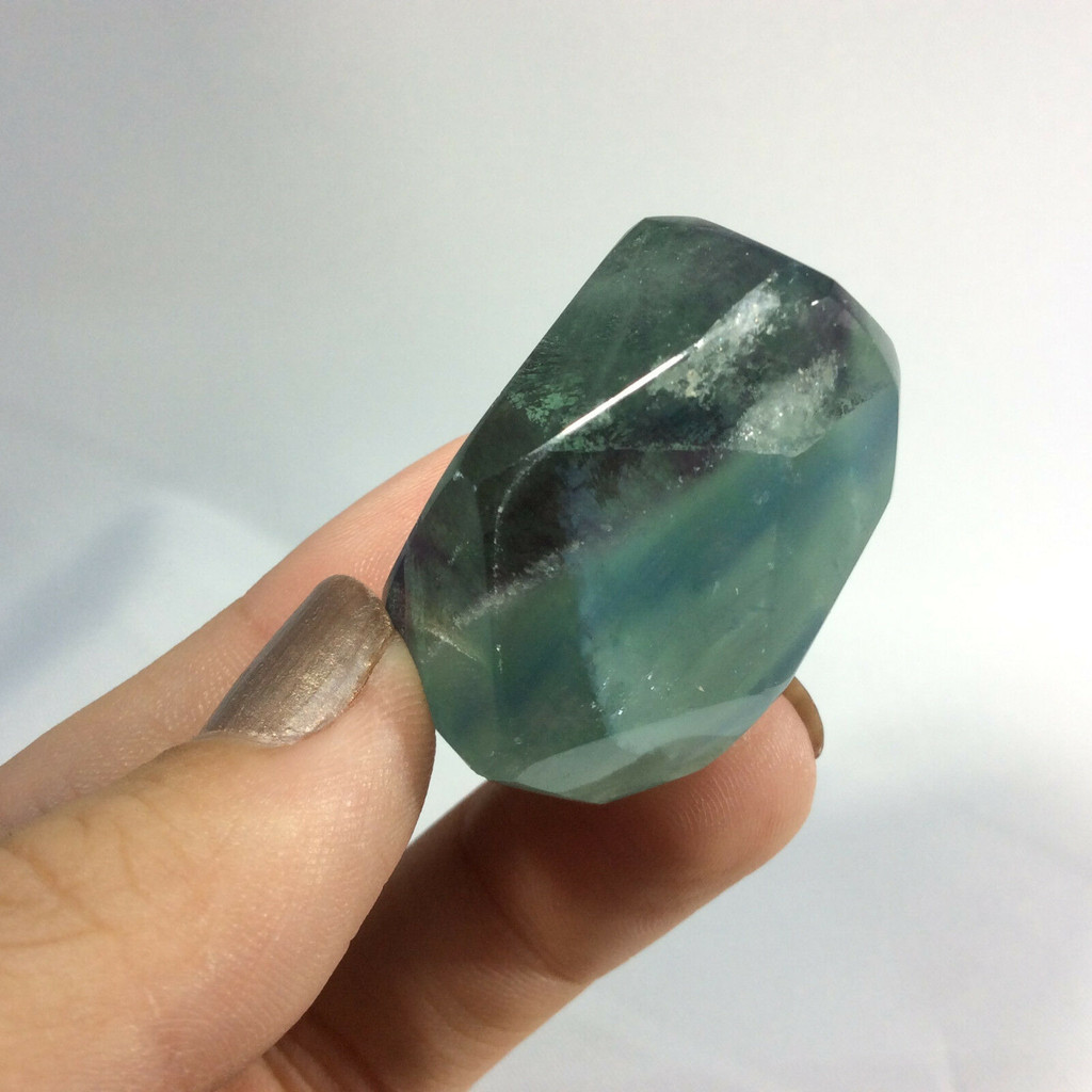 Polished Fluorite Crystal Specimen 170835 Palm Pocket Stone Piece