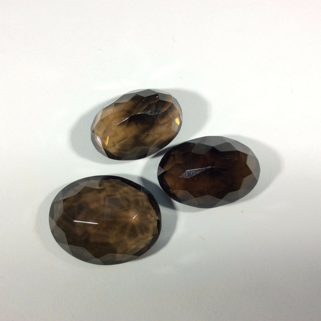 Three (3) Faceted Smoky Quartz Cabochon 170903 Gentle Harmonizer Metaphysical