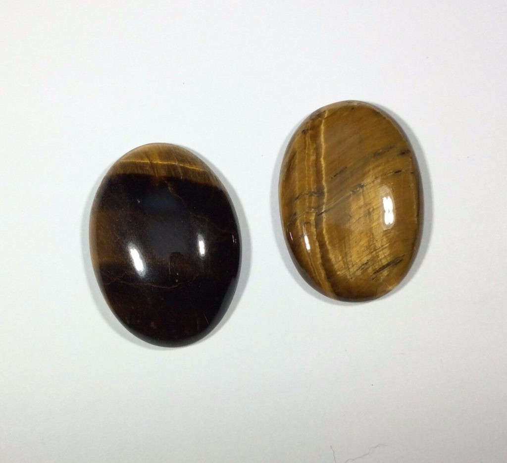 Golden Tiger's Eye Stone Cabochons Pair 171006 Oval 25mm Each Luster Sheen