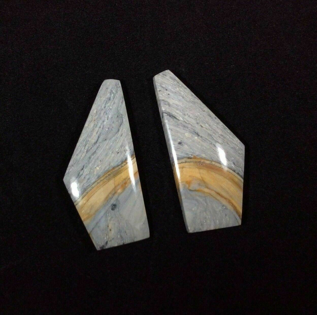 Triangular Jasper Cabochon Earring Pair 170801 Artist Supply Tan Gray Picture