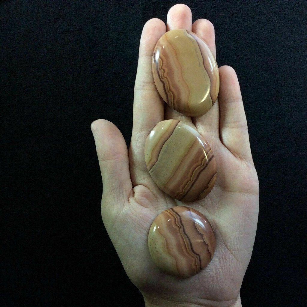 Set of Three (3) Picture Jasper Cabochons 170904 Oval Round Jewelry
