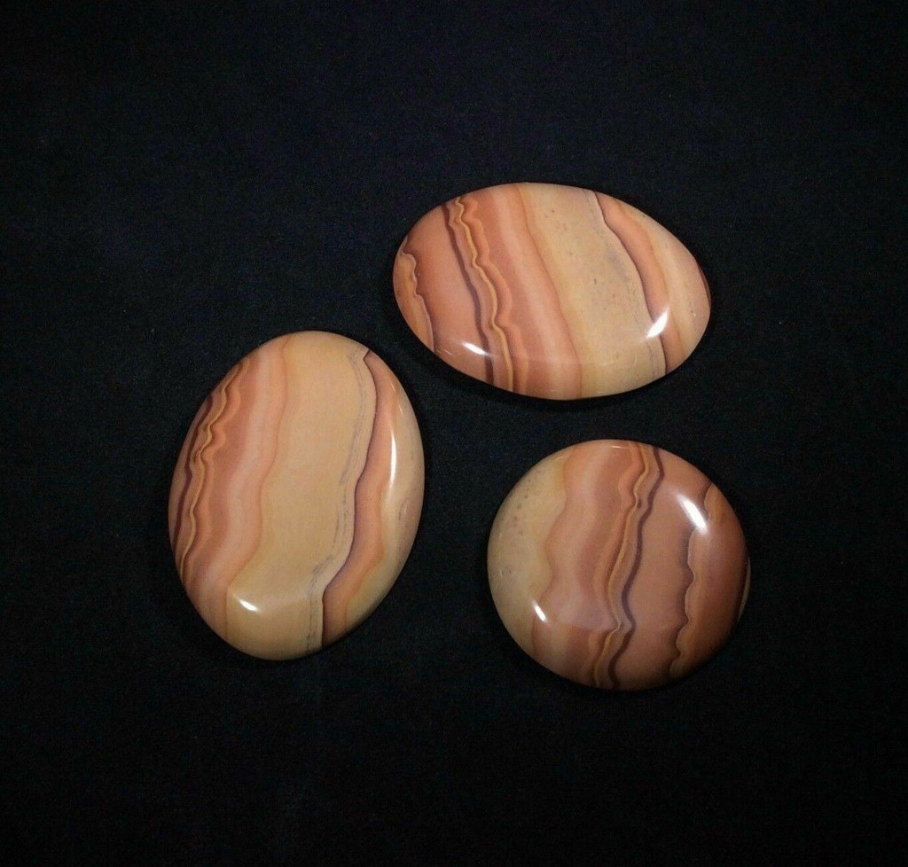 Set of Three (3) Picture Jasper Cabochons 170904 Oval Round Jewelry
