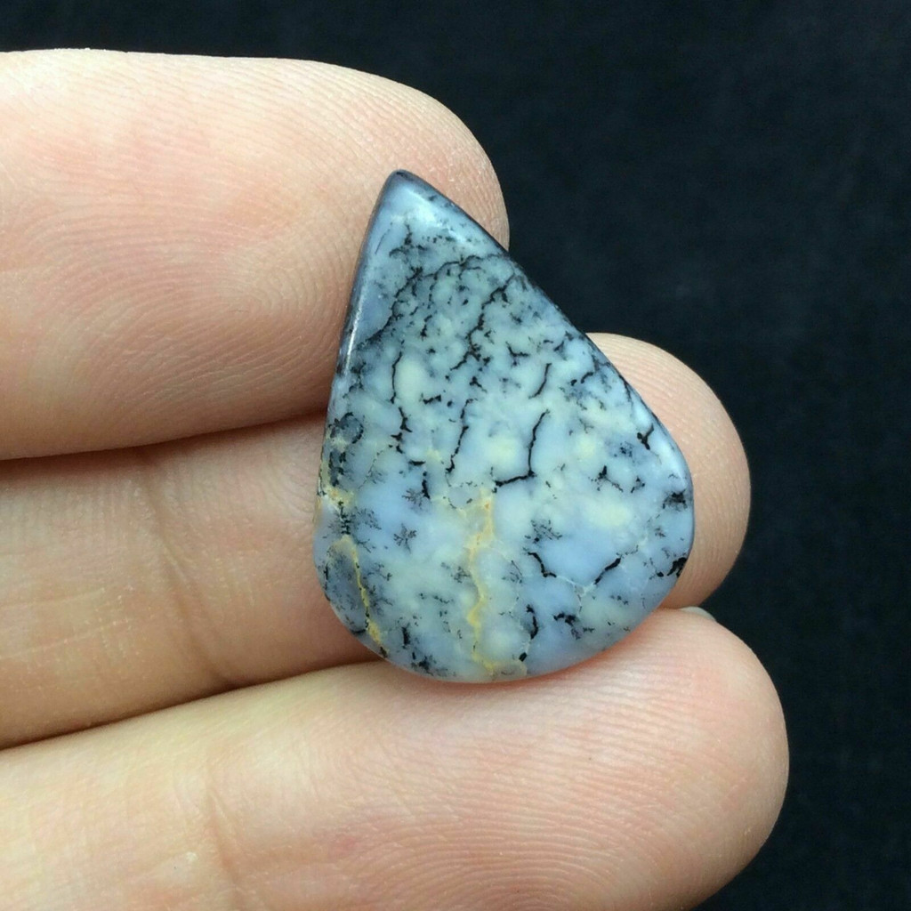 Teardrop Dendritic Opal Cabochon 170802 Stone Black White Specimen Jewelry