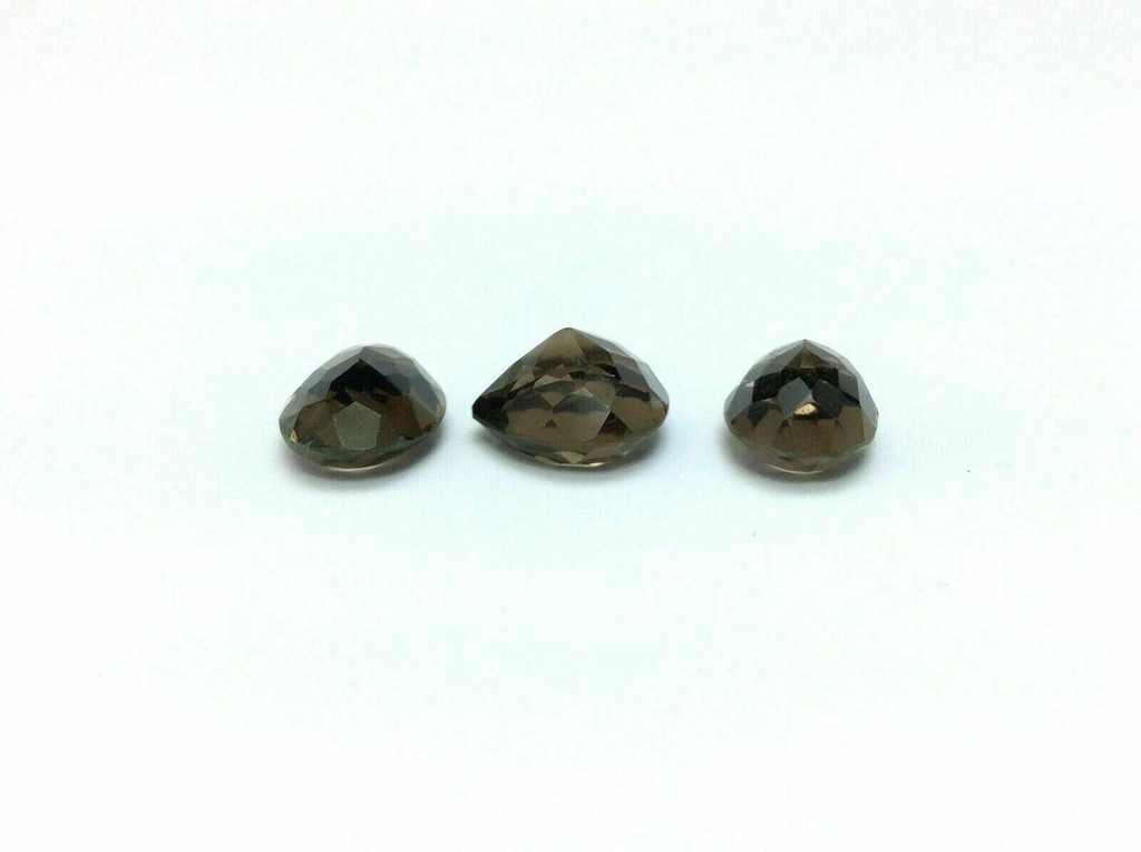 Three (3) Faceted Smoky Quartz Cabochon 170907 Oval Pear Gemstone Jewelry