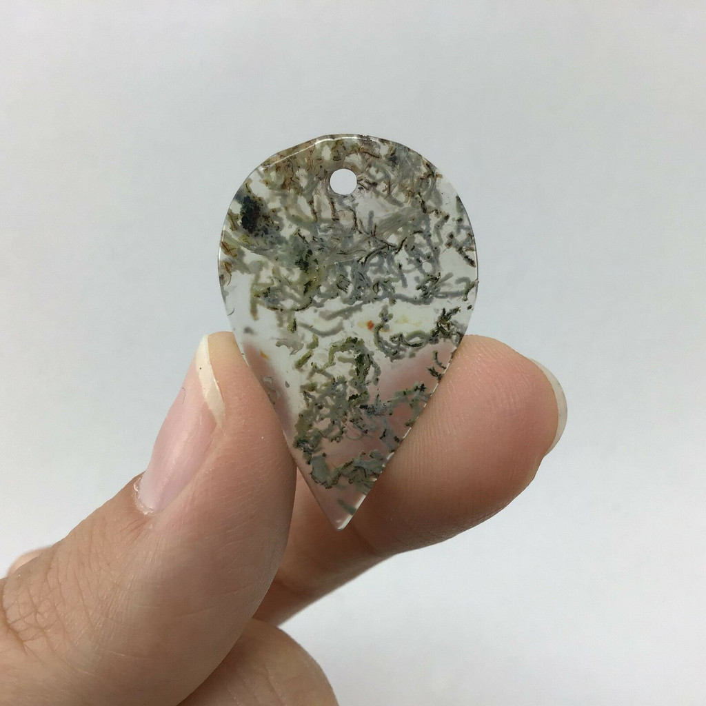Moss Agate Pendant Stone 181009-34mm Crystal Mineral Specimen Metaphysical