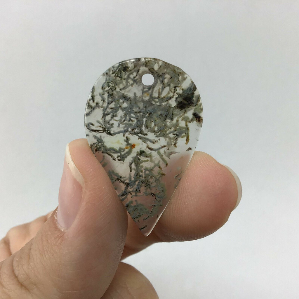 Moss Agate Pendant Stone 181009-34mm Crystal Mineral Specimen Metaphysical