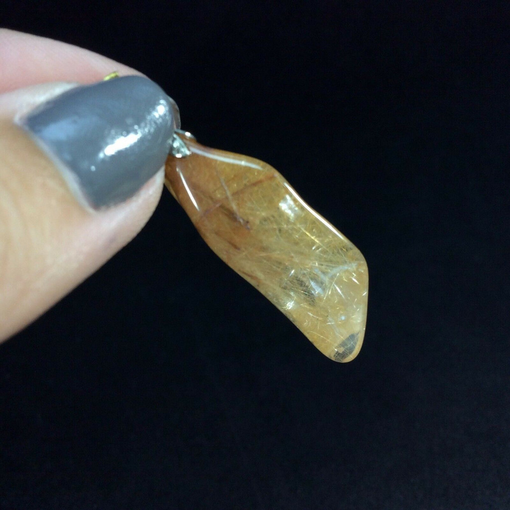 Rutilated Quartz Pendant 170804 with Gold Plated Metal Metaphysical Healing