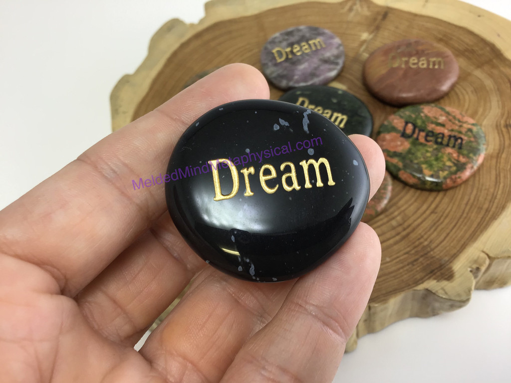 MeldedMind One (1) Engraved "Dream" Meaningful Word Palm Worry Wishing Stone