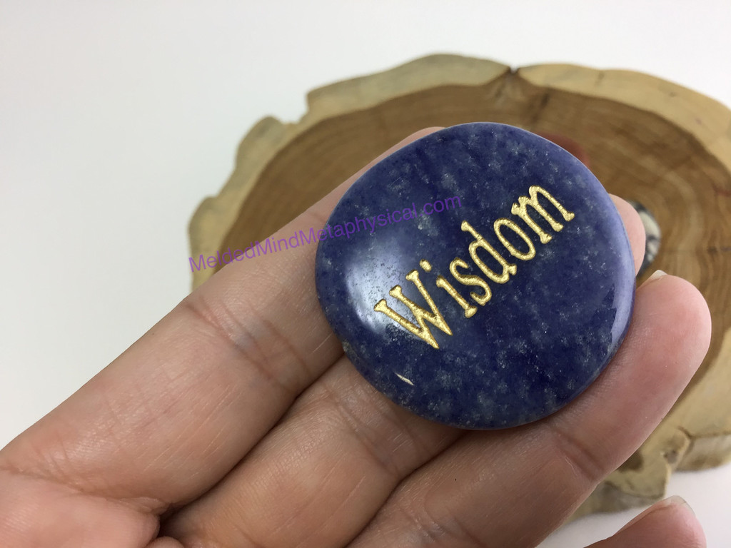 MeldedMind One (1) Engraved "Wisdom" Meaningful Word Palm Worry Wishing Stone