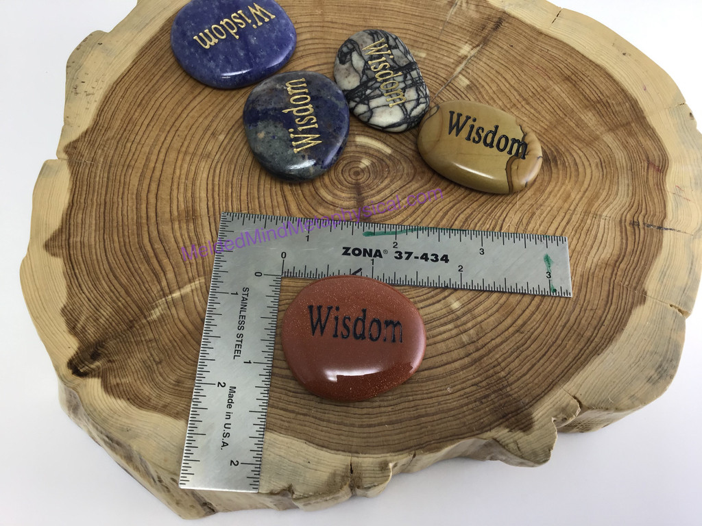 MeldedMind One (1) Engraved "Wisdom" Meaningful Word Palm Worry Wishing Stone