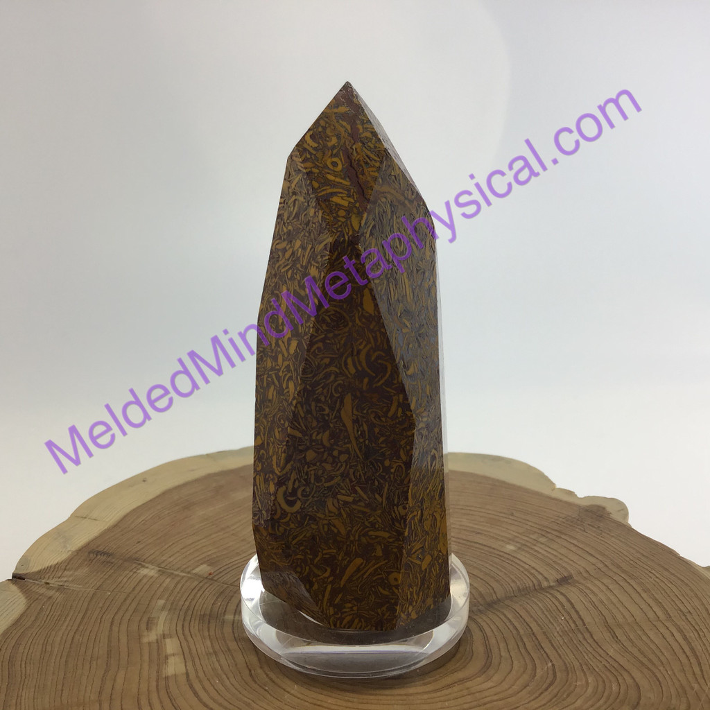 MeldedMind Coquina Jasper Obelisk 104mm 9oz Point Scripts Stone Unorthodox