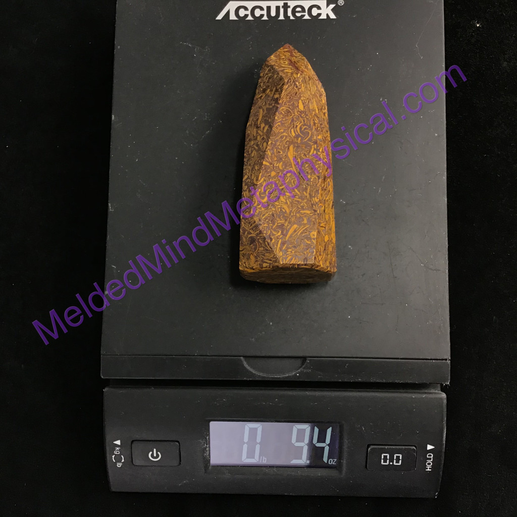 MeldedMind Coquina Jasper Obelisk 104mm 9oz Point Scripts Stone Unorthodox