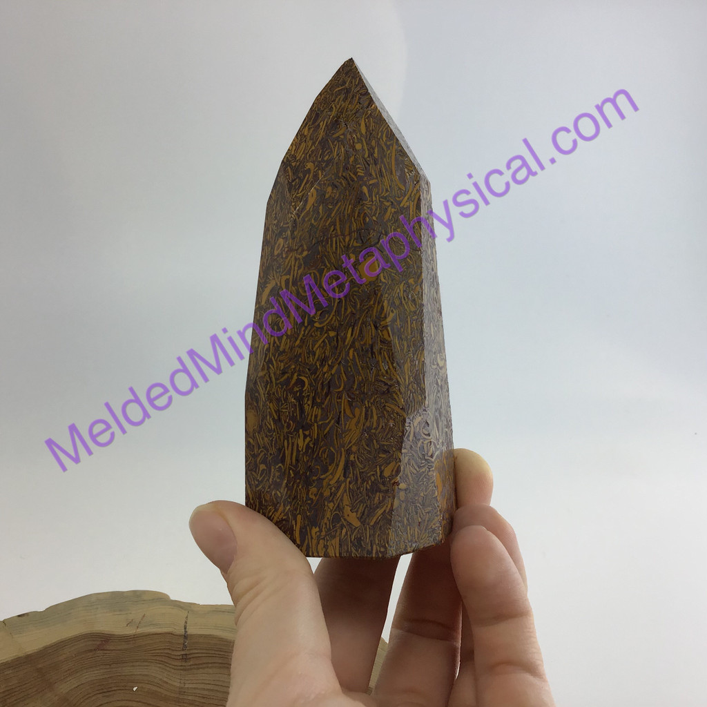 MeldedMind Coquina Jasper Obelisk 105mm 9oz Point Scripts Stone Unorthodox