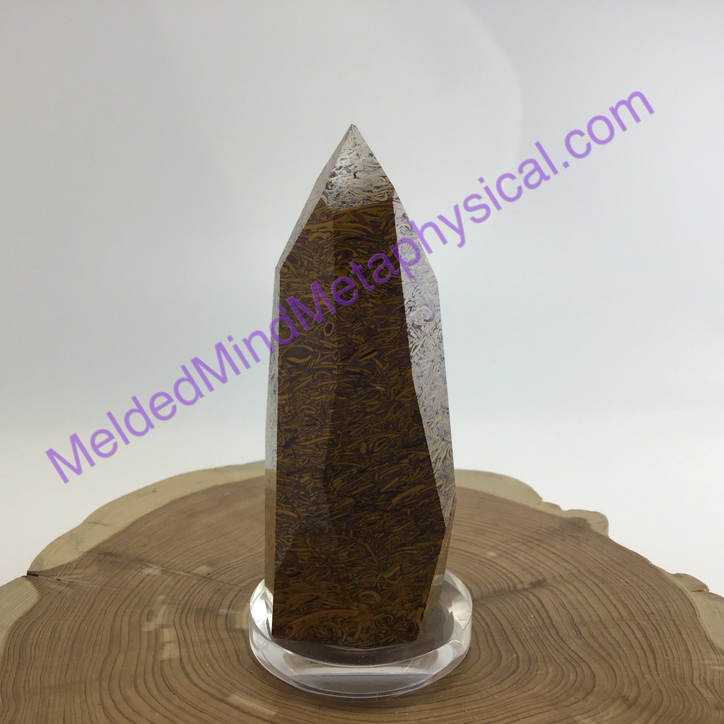 MeldedMind Coquina Jasper Obelisk 104mm 8oz Point Scripts Stone Unorthodox