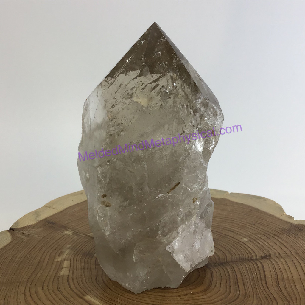 MeldedMind Polished Natural Point 4.29in 109mm Smoky Quartz Crystal Stone Decor