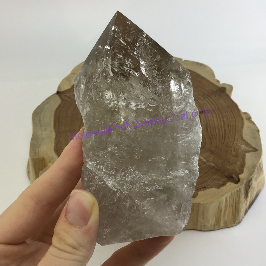 MeldedMind Polished Natural Point 4.29in 109mm Smoky Quartz Crystal Stone Decor