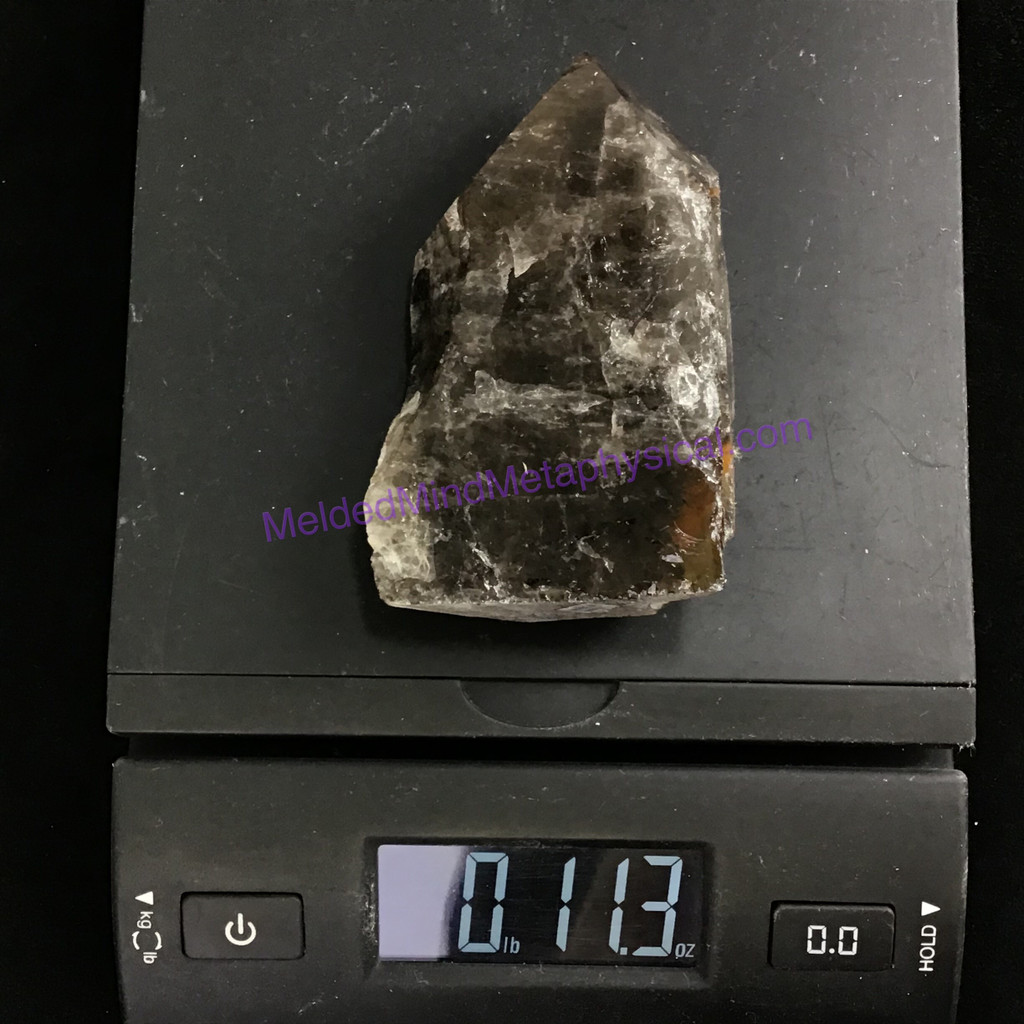 MeldedMind Polished Natural Point 3.93in 100mm Smoky Quartz Crystal Stone Decor