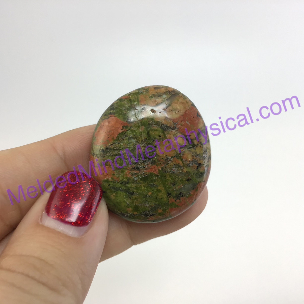 MeldedMind242 Unakite Smooth Worry Palm Stone 36mm Metaphysical Crystal