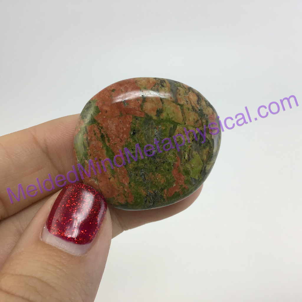 MeldedMind242 Unakite Smooth Worry Palm Stone 36mm Metaphysical Crystal