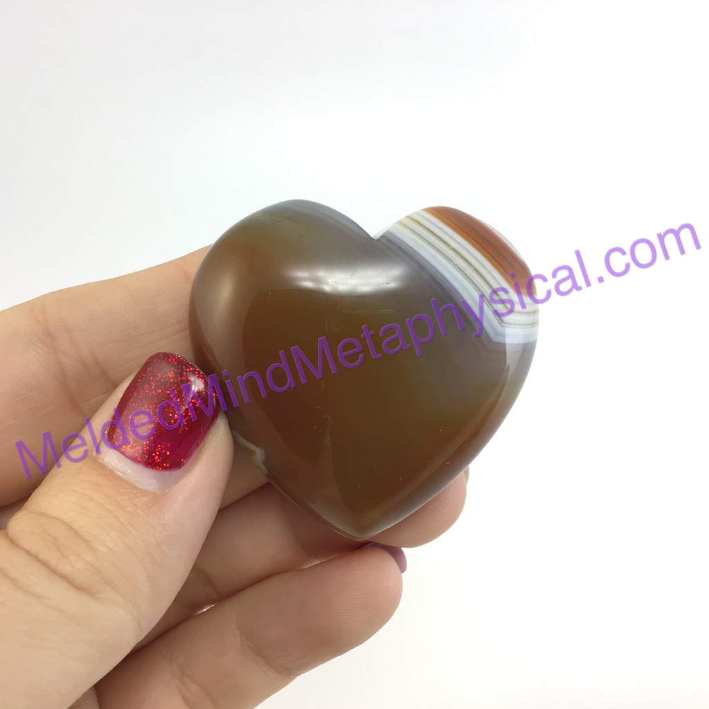 MeldedMind259 Banded Agate Puffed Heart 43mm Metaphysical Healing Crystal