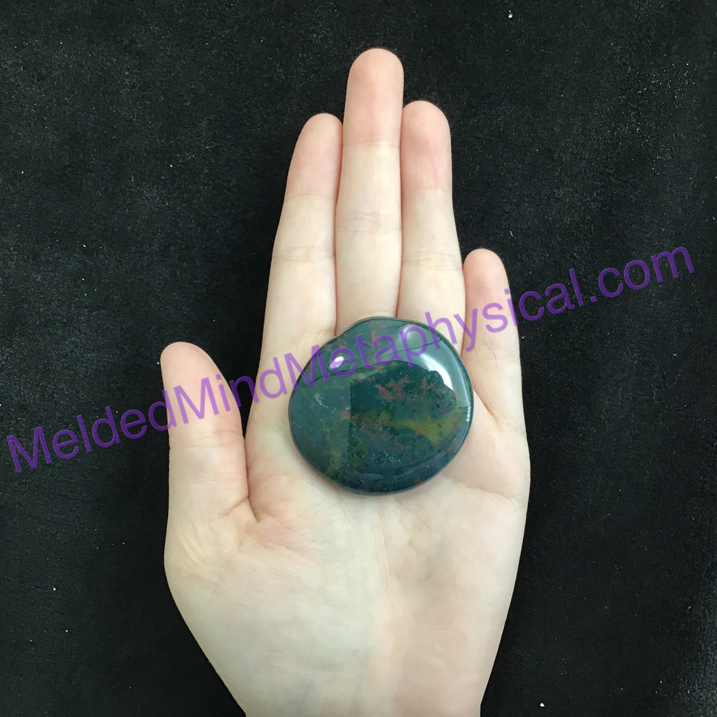 MeldedMind277 Bloodstone Palm Smooth Worry Stone 43mm Metaphysical Energy Crysta