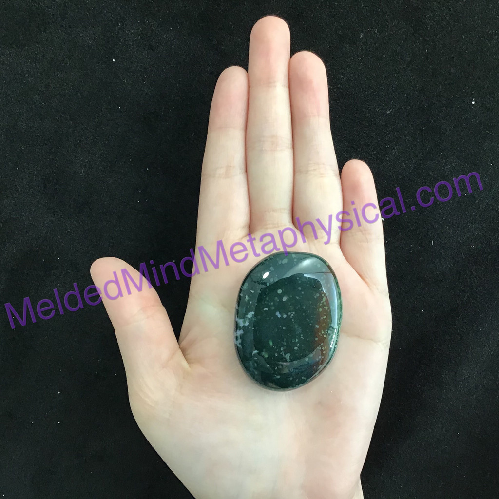 MeldedMind279 Bloodstone Palm Smooth Worry Stone 46mm Metaphysical Energy Crysta