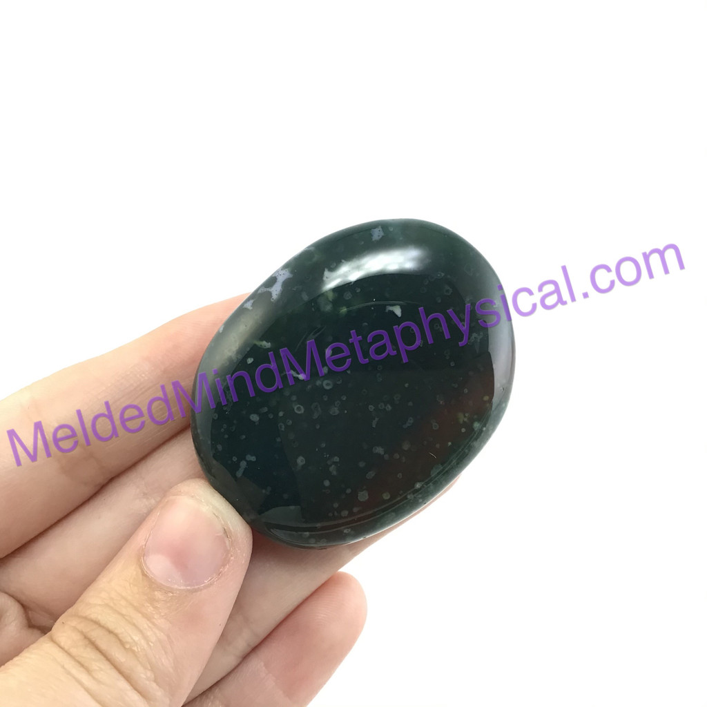 MeldedMind279 Bloodstone Palm Smooth Worry Stone 46mm Metaphysical Energy Crysta