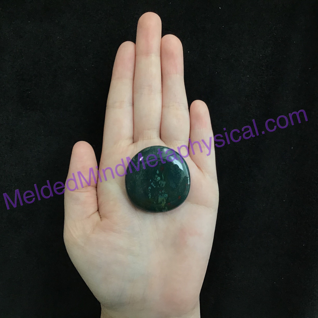 MeldedMind284 Bloodstone Palm Smooth Worry Stone 38mm Metaphysical Energy Crysta