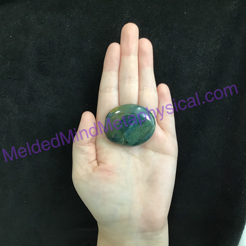 MeldedMind286 Bloodstone Palm Smooth Worry Stone 42mm Metaphysical Energy Crysta