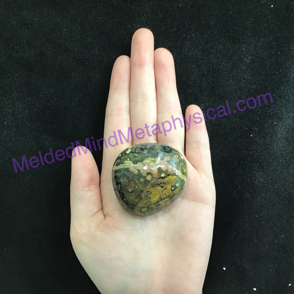 MeldedMind204 Ocean Jasper Palm Worry Smooth Mini Massage Stone 45mm Holistic En