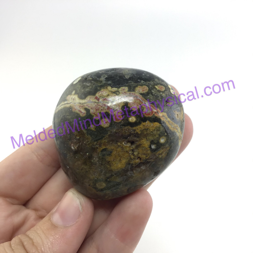 MeldedMind204 Ocean Jasper Palm Worry Smooth Mini Massage Stone 45mm Holistic En