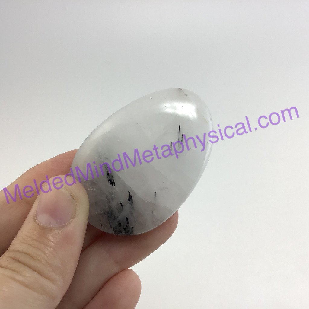 MeldedMind248 Tourmalinated Quartz Palm Stone 1.81in 46mm Smooth Worry Crystal