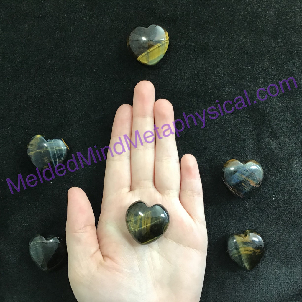 MeldedMind309 ONE(1) Small Blue Tiger's Eye Puffed Heart 28-29mm Love Metaphysic