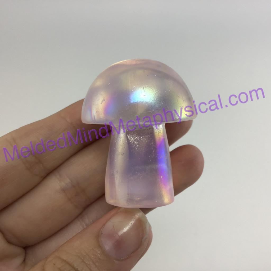 MeldedMind252 Aura Quartz Mushroom Aura Rose Crystal 40mm Fairy Garden